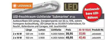 Bauhaus Led-feuchtraum-lichtleiste 'submarine' Ip 65 Ledvance Angebot