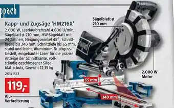 Bauhaus Kapp-und Zugsäge 'hm216x' Scheppach Angebot