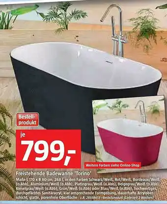 Bauhaus Freistehende Badewanne 'torino' Angebot