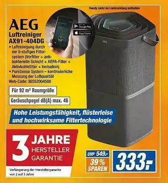 Expert Aeg Luftreiniger Ax91-404dg Angebot