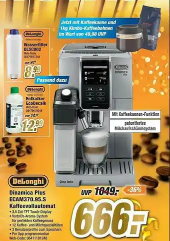 Expert Delonghi Dinamica Plus Ecam370.95.s Kaffeevollautomat Angebot