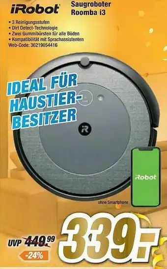 Expert Irobot Saugroboter Roomba I3 Angebot