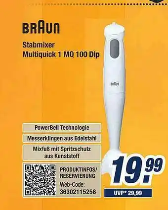 Expert Bening Braun Stabmixer Multiquick 1 Mq 100 Dip Angebot