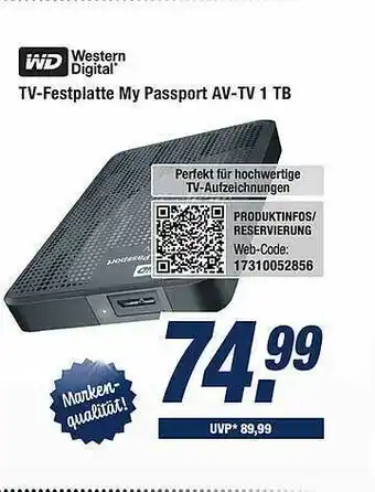 Expert Bening Western Digital Tv-festplatte My Passport Av-tv 1 Tb Angebot