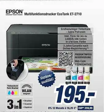 Expert Bening Epson Multifunktionsdrucker Ecotank Et-2710 Angebot