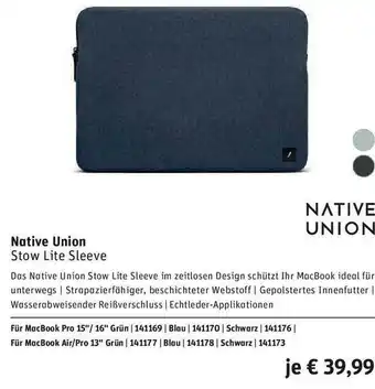 Gravis Native Union Stow Lite Sleev Angebot