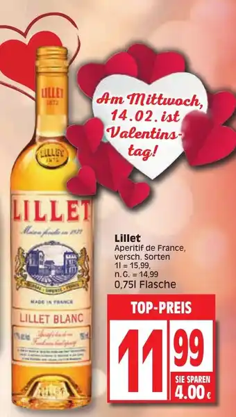 Edeka Lillet Aperitif de France, versch. Sorten 0,751 Flasche Angebot