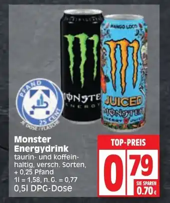 Edeka Monster Energydrink taurin- und koffein-haltig, versch. Sorten, 0,5 L Angebot