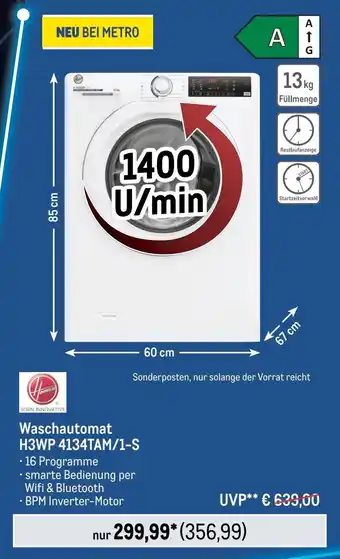 METRO Hoover Waschautomat H3WP 4134TAM/1-S Angebot
