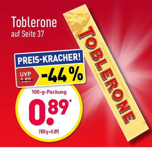 Toblerone 100 g Angebot bei Aldi Nord