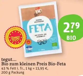 tegut tegut Bio zum kleinen Preis Bio-Feta 200 g Packung Angebot