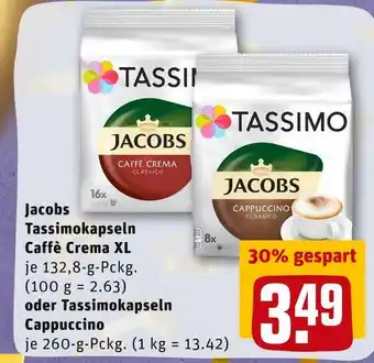 REWE Jacobs tassimokapseln caffè crema xl oder tassimokapseln cappuccino Angebot