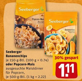 REWE Seeberger bananenchips oder popcorn-mais Angebot