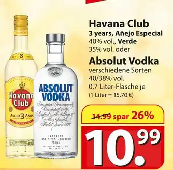 Famila Nord Ost Havana club 3 years, añejo especial oder verde oder absolut vodka Angebot