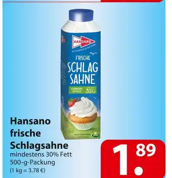 Famila Nord Ost Hansano frische schlagsahne Angebot