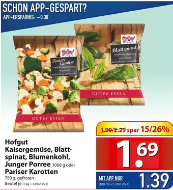 Famila Nord Ost Hofgut kaisergemüse, blattspinat, blumenkohl, junger porree oder pariser karotten Angebot