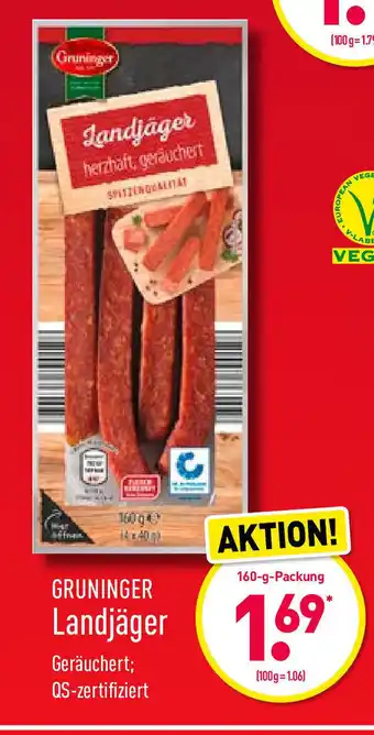 Aldi Nord Gruninger Landjäger 160g Angebot