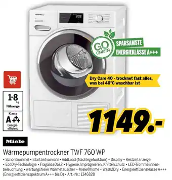 MEDIMAX Miele Wärmepumpentrockner TWF 760 WP Angebot