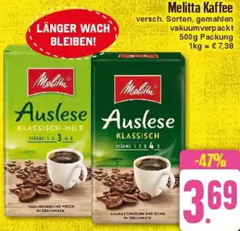 Edeka Melitta Kaffee 500 g Packung Angebot