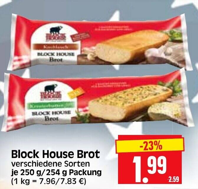 Block House Brot verschiedene Sorten je 250 g/254 g Packung Angebot bei