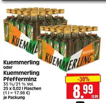 Edeka Herkules Kuemmerling oder Kuemmerling Pfefferminz 35 %/21 % Vol. 25 X 0,02 I Flaschen Angebot