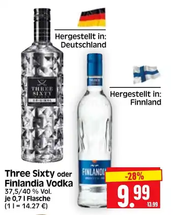 Edeka Herkules Three Sixty oder Finlandia Vodka je 0,7 L Angebot