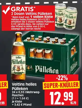 Edeka Herkules Veltins helles Pulleken 24 x 0,33 l Mehrwegflaschen Angebot