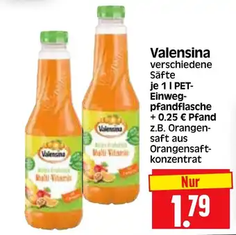 Edeka Herkules Valensina verschiedene Säfte je 1 I PET-Einwegpfandflasche Angebot