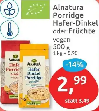 Budni Alnatura Porridge Hafer-Dinkel oder Früchte 500 g Angebot