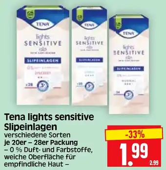 Edeka Herkules Tena lights sensitive Slipeinlagen verschiedene Sorten je 20er – 28er Packung Angebot