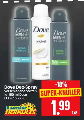 Edeka Herkules Dove Deo-Spray je 150 ml Angebot