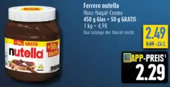 diska Ferrero nutella Nuss-Nugat-Creme 450 g Glas + 50 g GRATIS Angebot