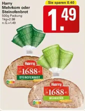 WEZ Harry Mehrkom oder Steinofenbrot 500g Packung Angebot