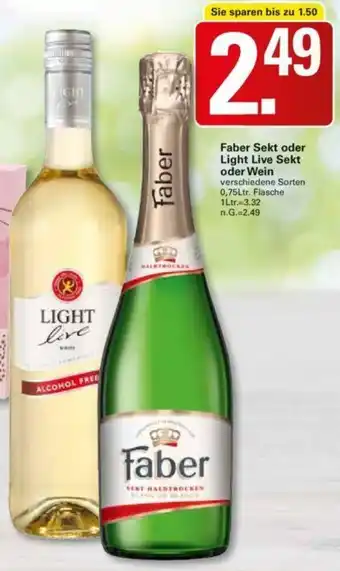 WEZ Faber Sekt oder Light Live Sekt oder Wein 0,75Ltr. Flasche Angebot