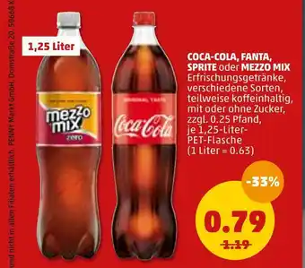 PENNY Coca-cola, fanta, sprite oder mezzo mix erfrischungsgetränke Angebot