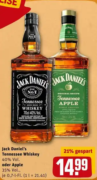 REWE Jack daniel’s tennessee whiskey oder apple Angebot
