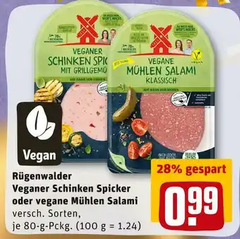 REWE Rügenwalder veganer schinken spicker oder vegane mühlen salami Angebot