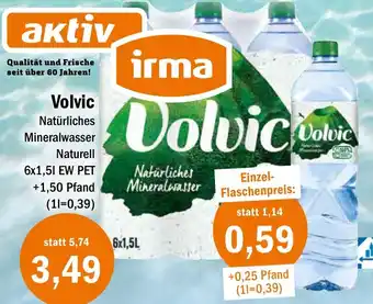 Aktiv Irma Volvic Natürliches Mineralwasser 6x1,5 L Angebot