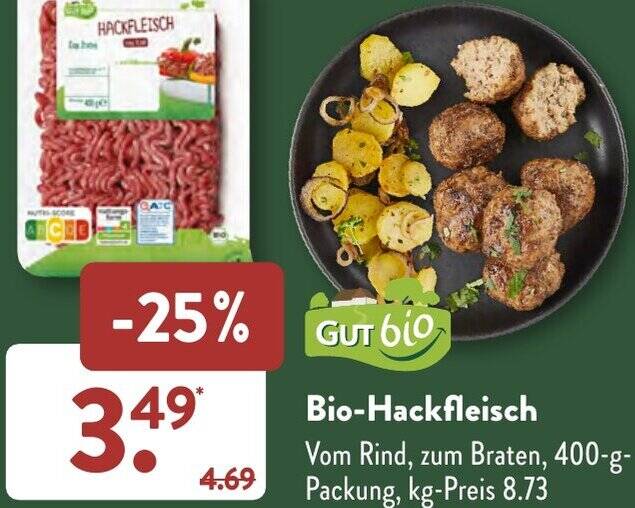 Gut bio Bio-Hackfleisch 400 g Packung Angebot bei Aldi Süd