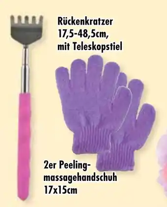 Edeka Herkules Rückenkratzer 17,5-48,5cm, mit Teleskopstiel 2er Peeling-massagehandschuh 17x15cm Angebot