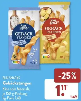 Aldi Süd SUN SNACKS Gebäckstangen 150 g Packung Angebot