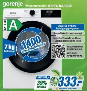 Expert Bening gorenje Waschmaschine WNHEI74SAPS/DE Angebot