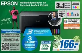 Expert Bening EPSON Multifunktionsdrucker mit Tintentank EcoTank ET-2814 Angebot