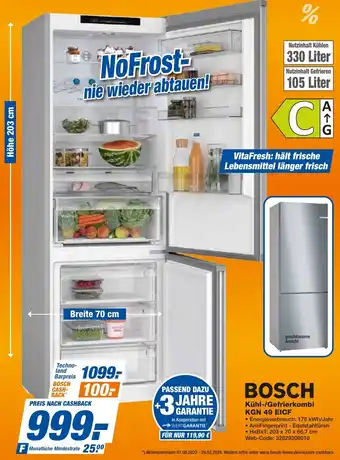 expert Techno Land BOSCH Kühl-/Gefrierkombi KGN 49 EICF Angebot