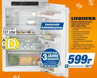 expert Techno Land LIEBHERR Einbaukühlschrank ohne Gefrierfach IRd 3920 Plus Angebot