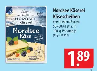 Famila Nord Ost Nordsee Käserei Käsescheiben verschiedene Sorten 50-60% Fett i. Tr. 100-g-Packung Angebot