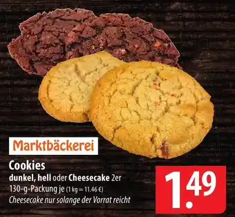 Famila Nord Ost Marktbäckerei Cookies dunkel, hell oder Cheesecake 2er 130-g-Packung Angebot