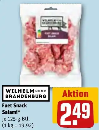 REWE WILHELM BRANDENBURG Fuet Snack Salami 125 g Btl. Angebot
