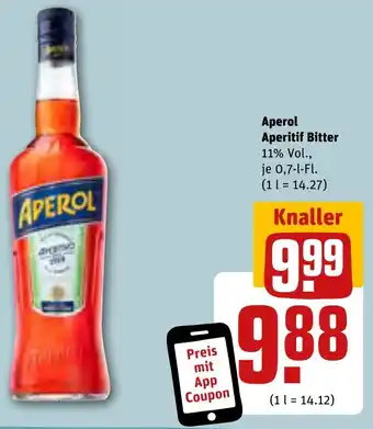 REWE Aperol Aperitif Bitter 0,7 L-Fl. Angebot