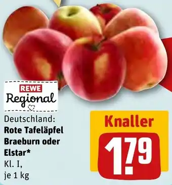 REWE Rote Tafeläpfel Braeburn oder Elstar 1 kg Angebot